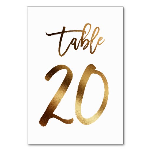 Image of Gold foil chic wedding table number | Table 20