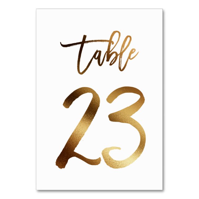 Gold foil chic wedding table number | Table 23 (Front)