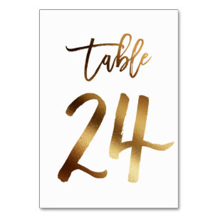 Gold foil chic wedding table number   Table 24