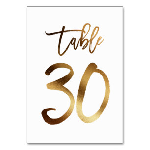 Gold foil chic wedding table number Table 30
