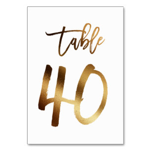 Gold foil chic wedding table number   Table 40