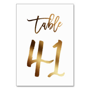 Gold foil chic wedding table number   Table 41