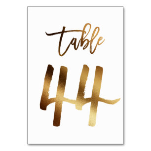 Gold foil chic wedding table number   Table 44