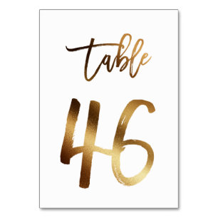 Gold foil chic wedding table number   Table 46