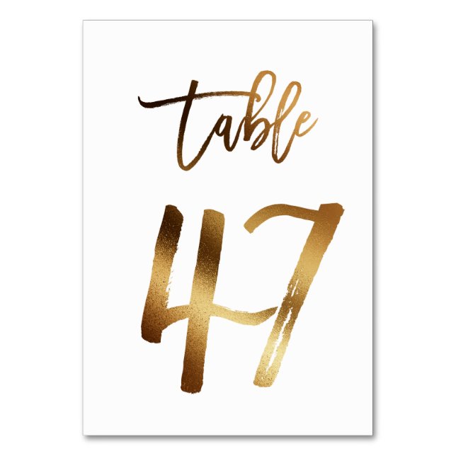 Gold foil chic wedding table number | Table 47 (Front)