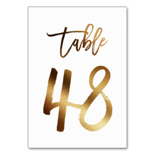Gold foil chic wedding table number   Table 48
