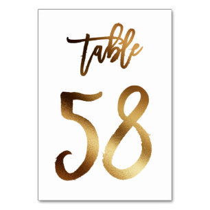 Gold foil chic wedding table number   Table 58