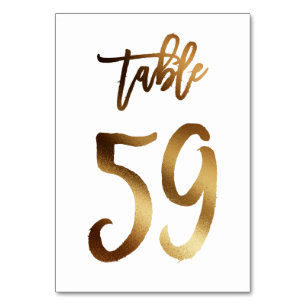 Gold foil chic wedding table number Table 59