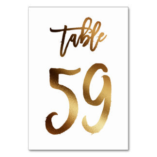 Gold foil chic wedding table number | Table 59