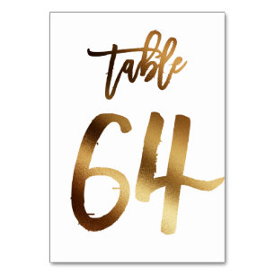 Gold foil chic wedding table number   Table 64