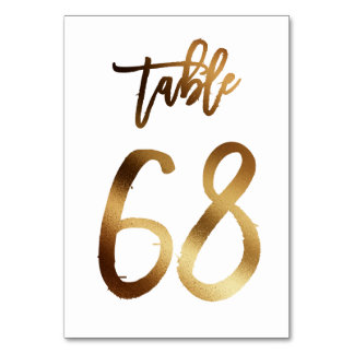 Gold foil chic wedding table number | Table 68