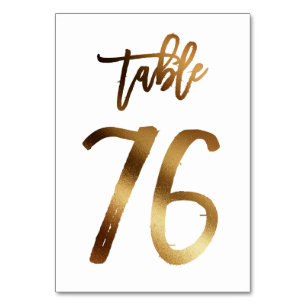 Gold foil chic wedding table number   Table 76