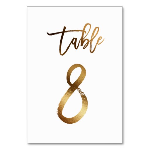 Image of Gold foil chic wedding table number | Table 8