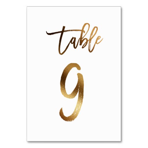 Image of Gold foil chic wedding table number | Table 9