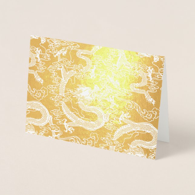 Gold Foil Chinese Dragon Pattern Card (Front)