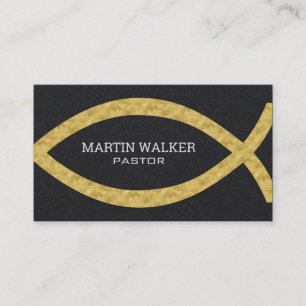 Gold Foil Christian Fish Religious Business Card