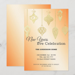 Gold Foil Christmas Balls Invitation