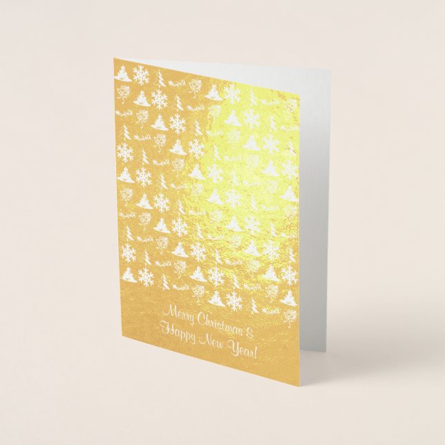 Gold foil christmas card with christmas icons (Front)