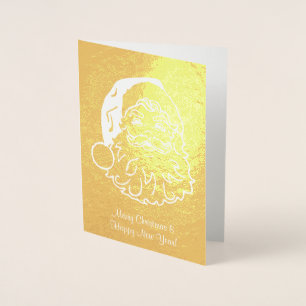 Gold foil christmas card with Santa