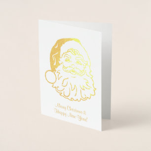 Gold foil christmas card with Santa head