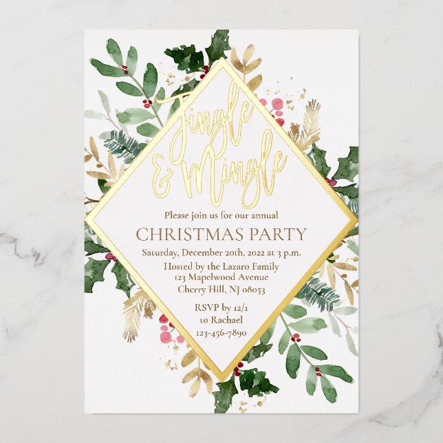 Gold Foil Christmas Party Invitation (Front)