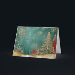 Gold Foil Christmas Tree with Snowflakes Card<br><div class="desc">Gold Foil Christmas Tree with Snowflakes Description: This design showcases a gold foil Christmas tree standing gracefully in a snowfall, adorned with turquoise green and velvet red accents. The snowflakes add a touch of winter magic. Tags: gold foil Christmas tree, snowflake design, turquoise velvet red, holiday snow scene, elegant foil...</div>