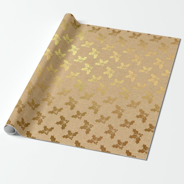 Gold foil Christmas Wrapping Paper (Unrolled)