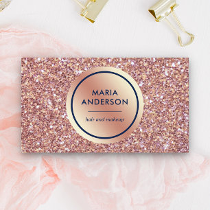 Gold Foil Circle Rose Gold Sequins Glitter Makeup Business Card