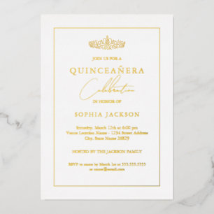 Gold Foil Classic Elegant Quinceanera