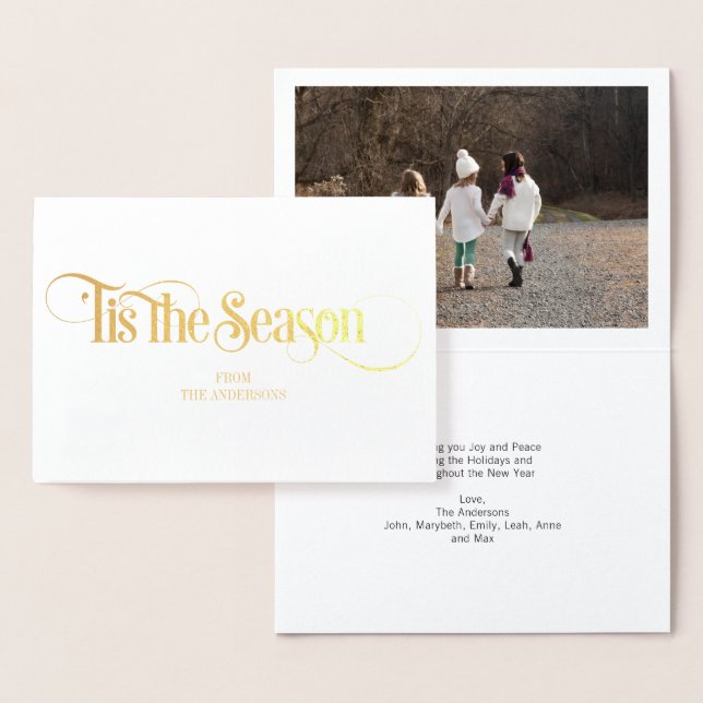 Gold Foil Classic Tis The Season Holiday Card (Display)