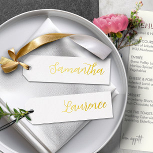 Gold Foil Classic White 8 Wedding Place Name Tags Foil Holiday Card