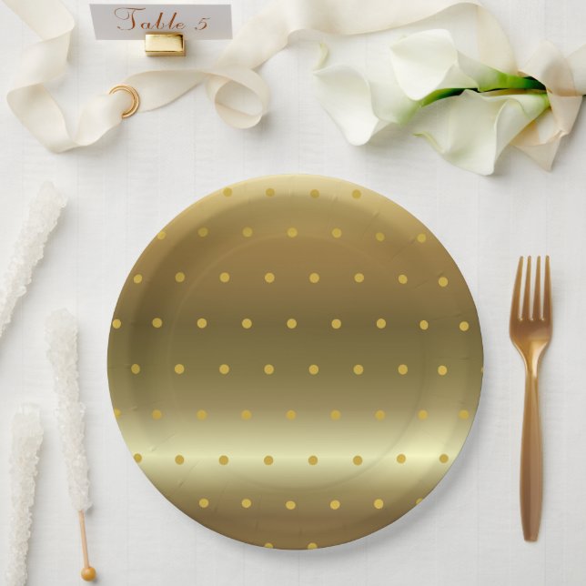 Gold Foil Colour Polka Dots   Paper Plate (Wedding)