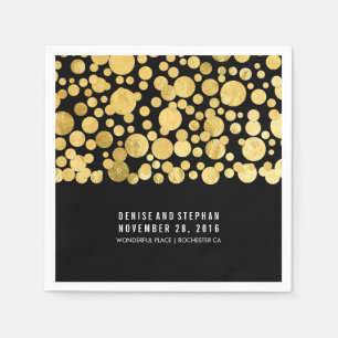 gold foil confetti black wedding napkin