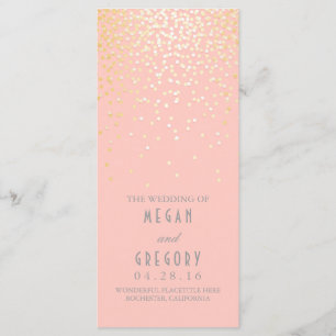 Gold Foil Confetti Blush Wedding Programs Programme