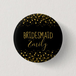 Gold Foil Confetti Bridesmaid Name Badge ID455