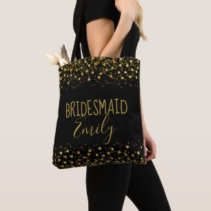 Gold Foil Confetti Bridesmaid Name ID455 Tote Bag