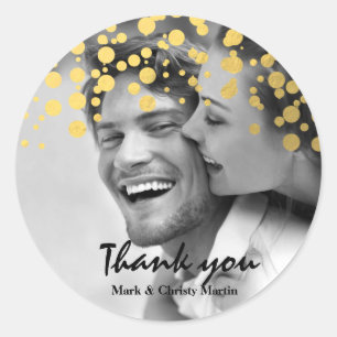 Gold Foil Confetti Custom Photo Favour Sticker