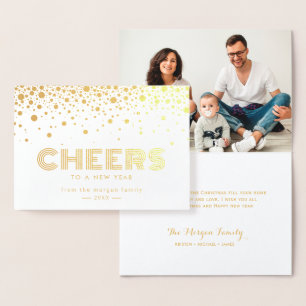 Gold Foil Confetti Dots Cheers To A New Year Card
