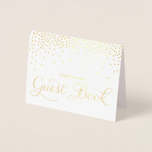 Gold Foil Confetti Dots Guest Book Wedding Sign Foil Card