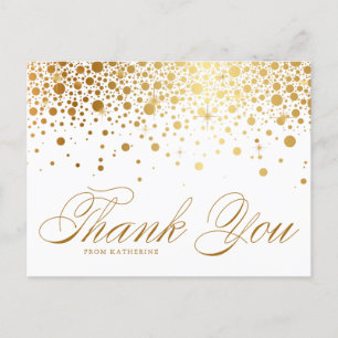 Gold Foil Confetti Dots Thank You Postcard