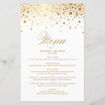 Gold Foil Confetti Dots Wedding Menu Card<br><div class="desc">Customisable menu card featuring faux gold foil confetti dots and stripes pattern. This elegant menu card is perfect for any wedding theme and season. Personalise by adding names,  date and menu details.</div>