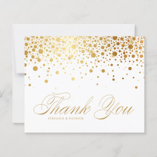 Gold Foil Confetti Dots Wedding Thank You Card