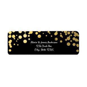 Gold Foil Confetti Elegant Black Address Labels