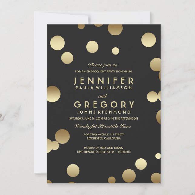 Gold Foil Confetti Engagement Party Invitation (Front)