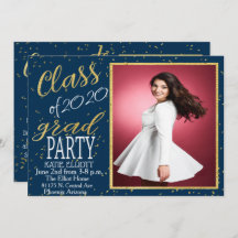 Gold Foil Confetti Graduation Invitation