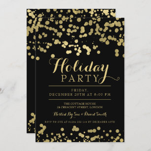 Gold Foil Confetti Holiday Party Invitation