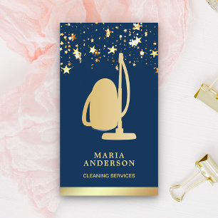 Gold Foil Confetti Vacuum Cleaner Cleaning Service Business Card
