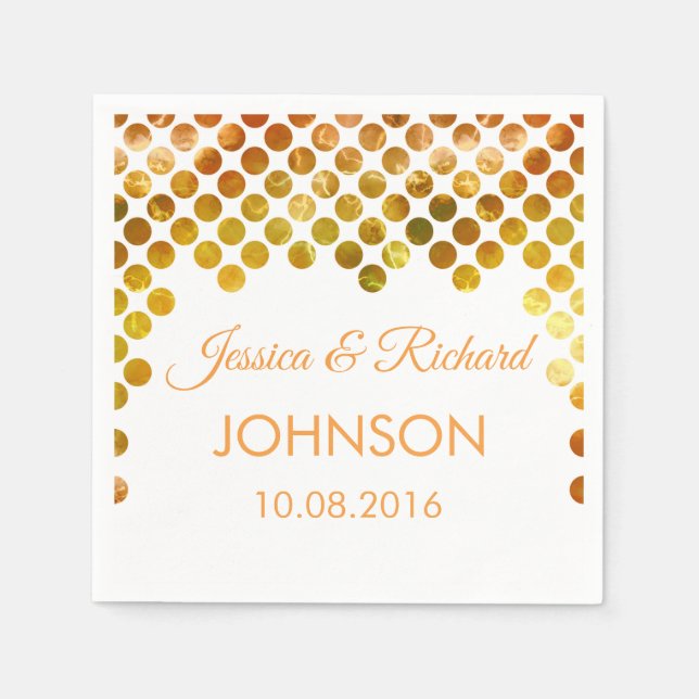 gold foil confetti wedding napkin (Front)