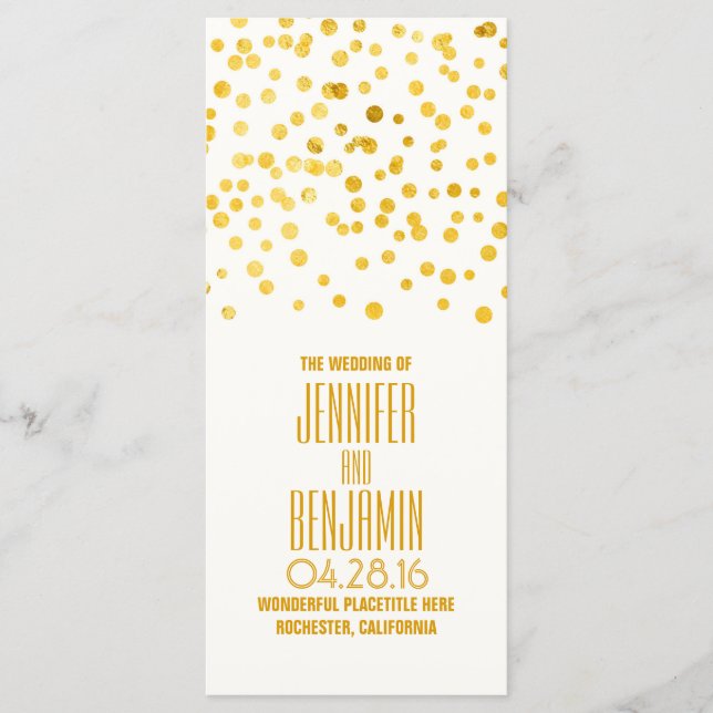 Gold Foil Confetti Wedding Programs Programme (Front)