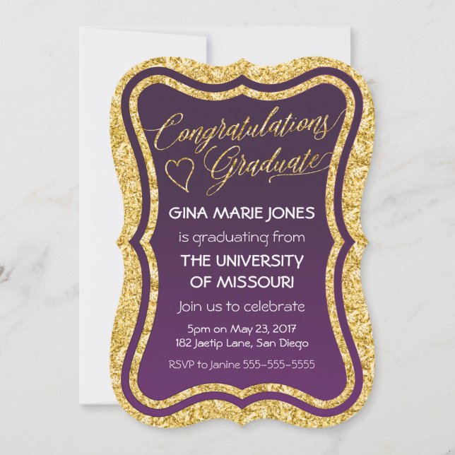 Gold Foil Congratulations Graduation Invitation (Front)